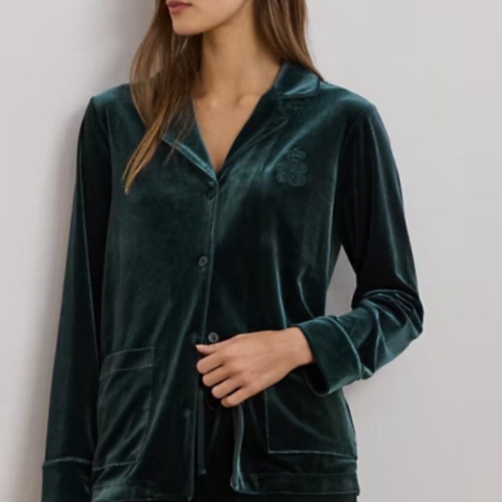 Ralph Lauren Green Velvet Top